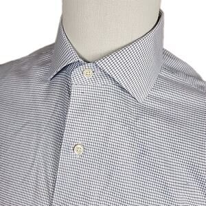 Brooks Brothers Mens Long Sleeve Regent Fit Dress Shirt Blue Gray Check 15.5-4/5